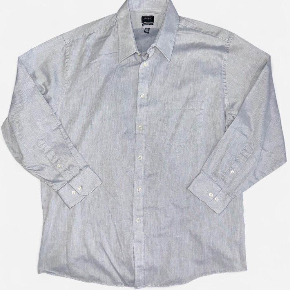 Grey Wrinkle Free Long Sleeve Button Up Dress Shirt from Arrow